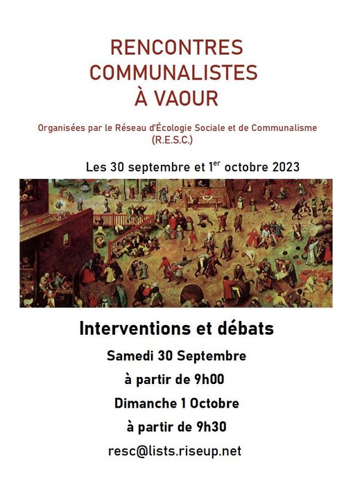 5ᵉ réunion à Vaour du R.E.S.C. (Réseau d’Écologie Sociale et de Communalisme).